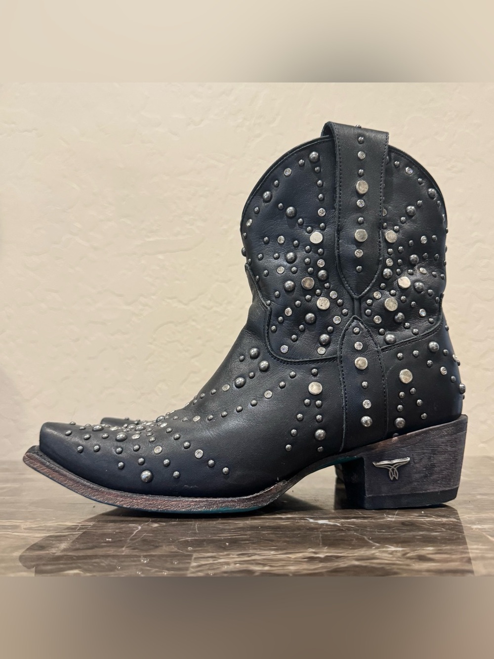 Lane Sparks Fly Rhinestone Studded Leather Cowboy Boots